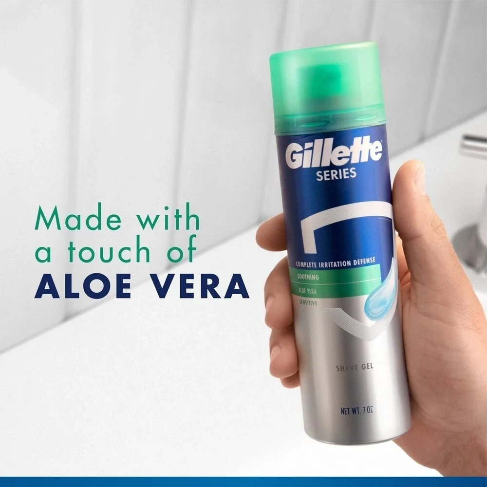 4 Pack Gillette Series Sensitive Shave Gel Aloe Vera 7oz Men Face Shaving Gel